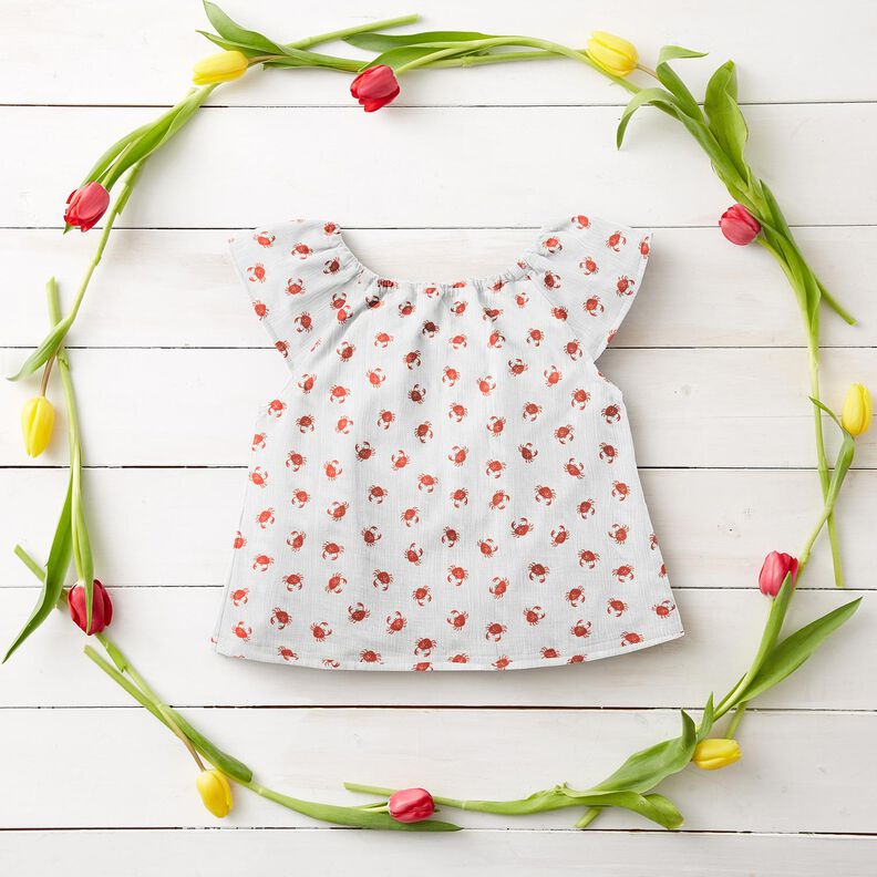 GOTS Muslin/Dubbel-krinkelväv Kräftor | Poppy Fabrics – elfenbensvit,  image number 7