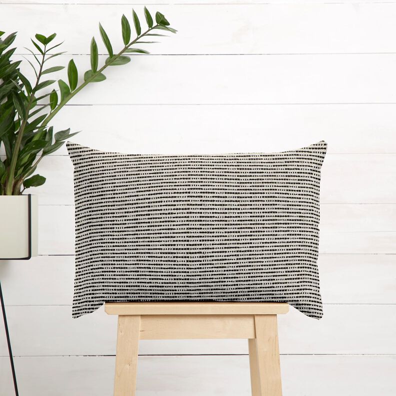 Dekorationstyg Jacquard rustika ränder – svart/natur,  image number 6