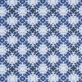 Dekorationstyg Canvas batikcirklar – indigo/vit, 