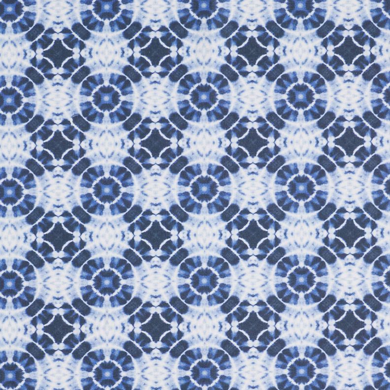 Dekorationstyg Canvas batikcirklar – indigo/vit, image number 1