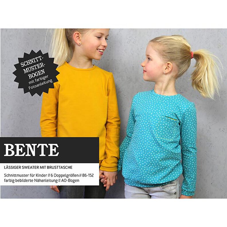 BENTE - sweater med bröstficka, för barn, Studio Schnittreif  | 86 - 152,  image number 1