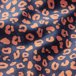 Chambray leopardmönster – marinblått/neonorange, 