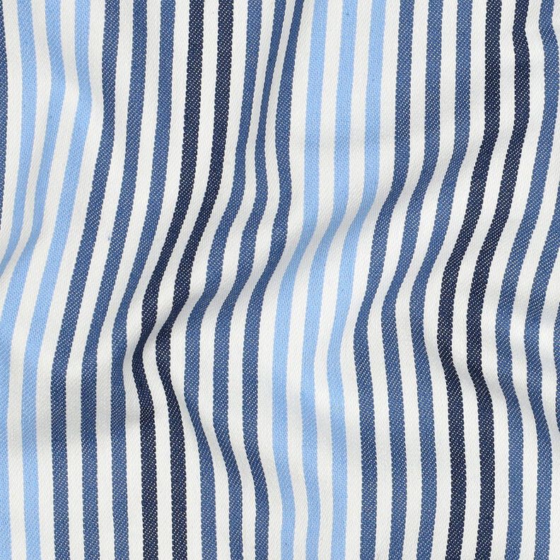 Denim Bomullsblandning ränder | Poppy Fabrics – jeansblå/yllevit,  image number 2