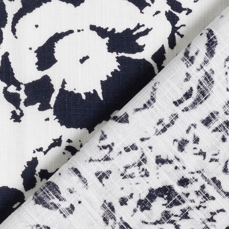 Viskos-linne-mix Abstrakta blommor &ndash; vit/nattbl&aring;,  image number 4