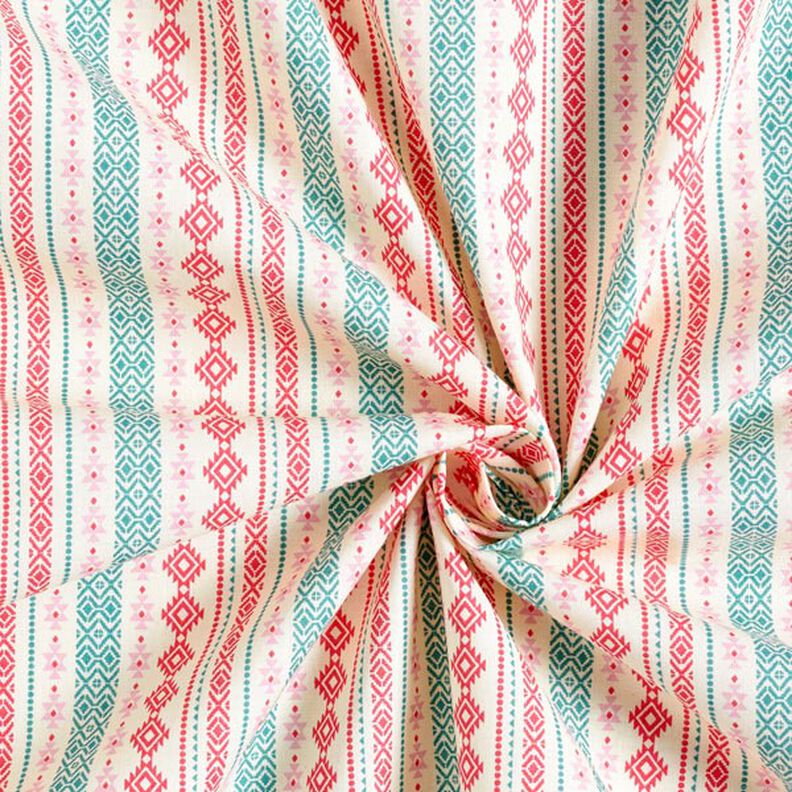Bomullstyg Kretong Etno – mintgrön/rosa, image number 4