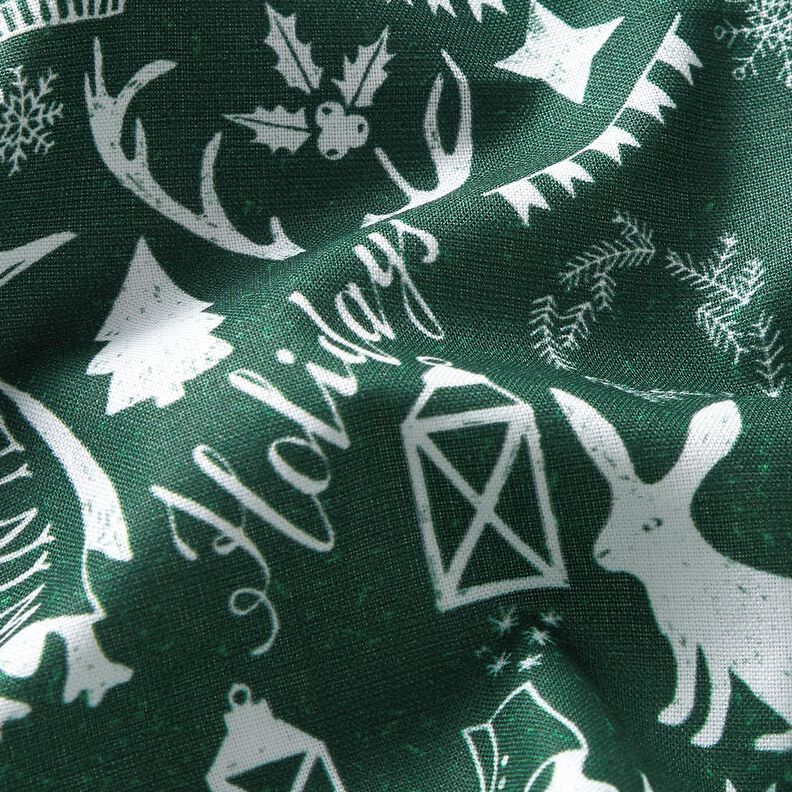 Bomullstyg Kretong Trevlig helg – blågran/vit,  image number 2