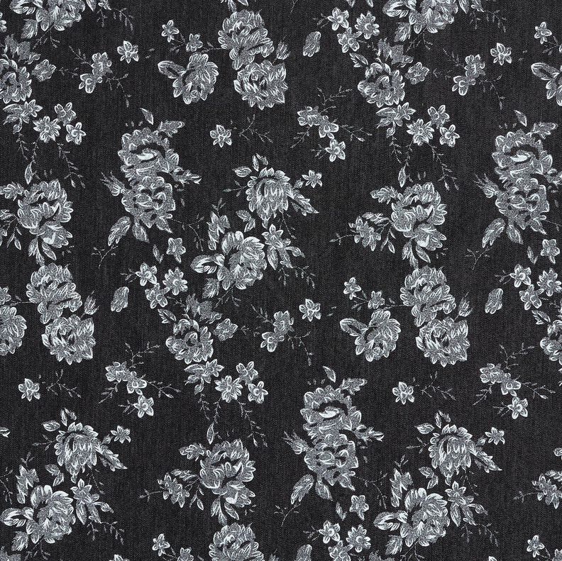 Chambray Små rosor – svart/vit,  image number 1