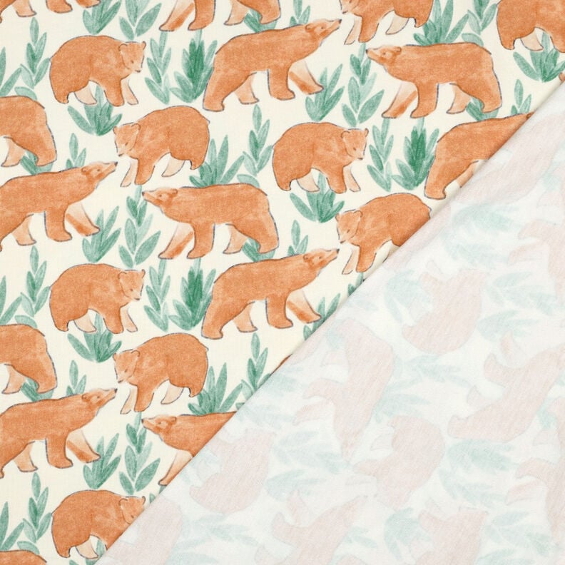 French Terry Sommarsweat akvarellbjörnar Digitaltryck | Poppy Fabrics – yllevit, image number 4