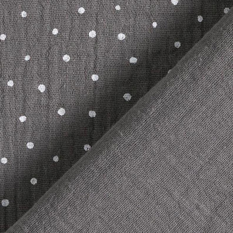 Muslin/Dubbel-krinkelväv prickar – skiffergrått/vit, image number 4