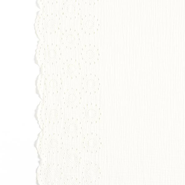 Muslin med brodyr i form av engelskt broderi på ena sidan – vit,  image number 1