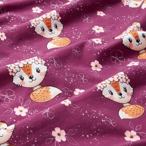 Bomullsjersey räv med blommor | Glitzerpüppi – druva/persikofärgad, 