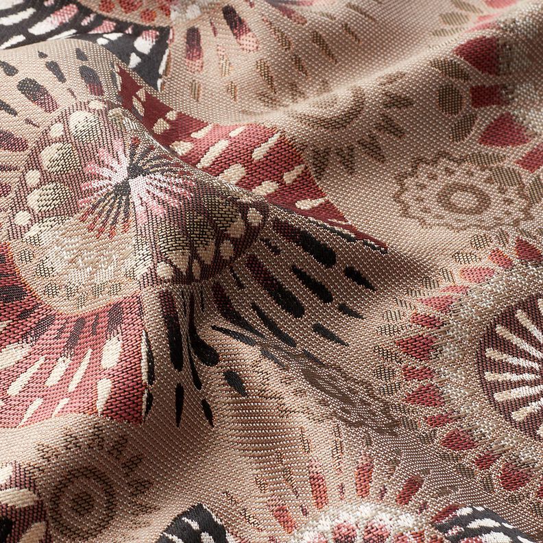 Dekorationstyg Jacquard Elegant mandala – mörk gråbrun/burgunder, image number 2