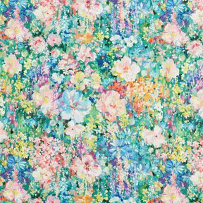 Dekorationstyg Canvas blomstermålning – grön/rosa, 