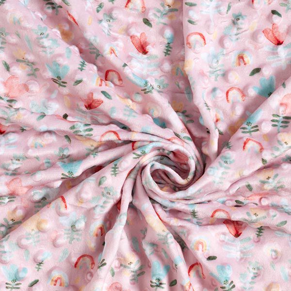 Mysfleece präglade prickar och blommor – rosa,  image number 4