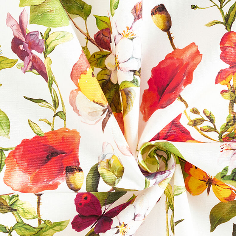 Outdoortyg Canvas Blommor och fjärilar – vit/lila, image number 3