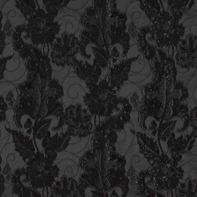 Klädtyg jacquard Brokad blommor – svart,  image number 5