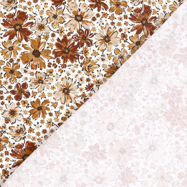 French Terry sommarsweat tecknade blommor med digita &ndash; vit/terracotta,  image number 4