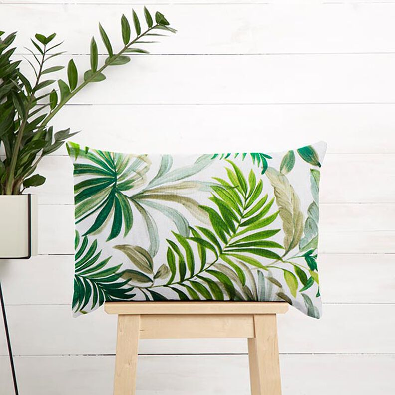 dekorationstyg Canvas exotiska blad – grön/vit,  image number 7