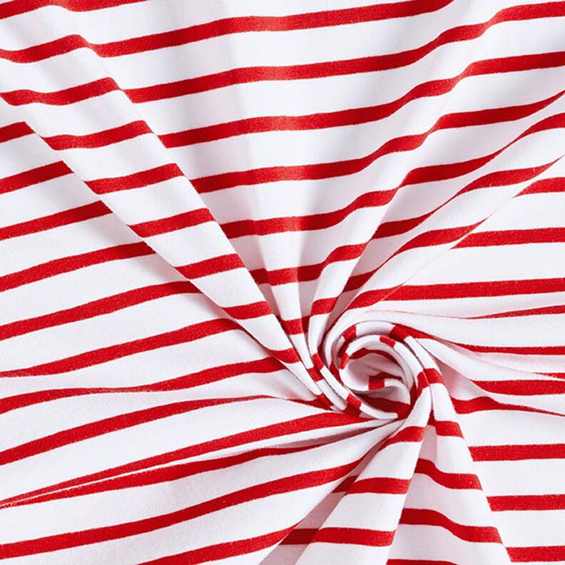 bomullsjersey smala och breda ränder – vit/röd,  image number 3