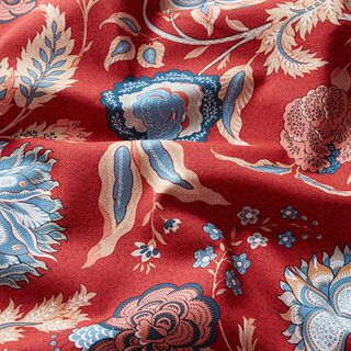 Dekorationstyg Canvas Orientaliskt blommönster – rubinröd, 