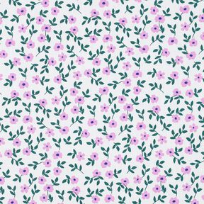 GOTS Bomullspoplin Spridda blommor | Poppy Fabrics – vit/rosa, 
