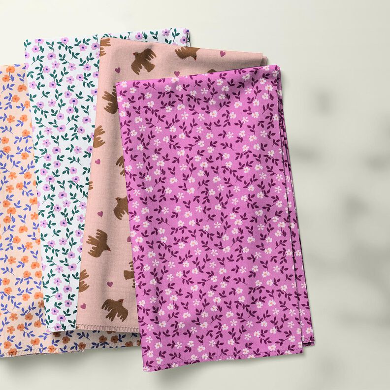 GOTS Bomullspoplin Spridda blommor | Poppy Fabrics – natur/persikofärgad, image number 6