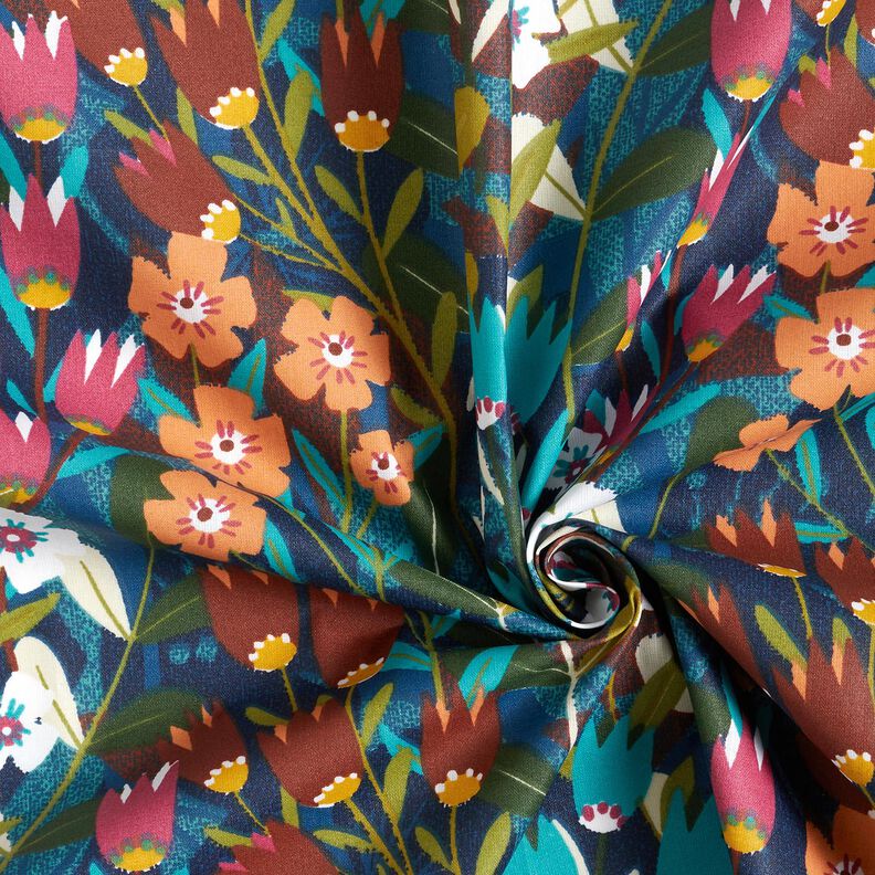 Behandlad bomull blomblandning &ndash; petrol/burgunder,  image number 3