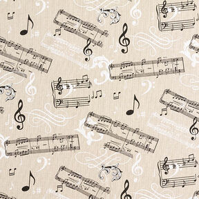 Dekorationstyg Halvpanama musikaliskt – svart/natur, 