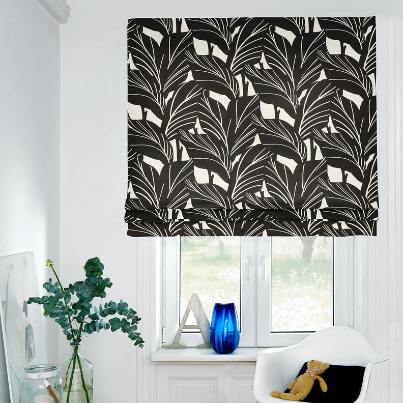 Dekorationstyg Panama Eleganta blad – svart/natur,  image number 6