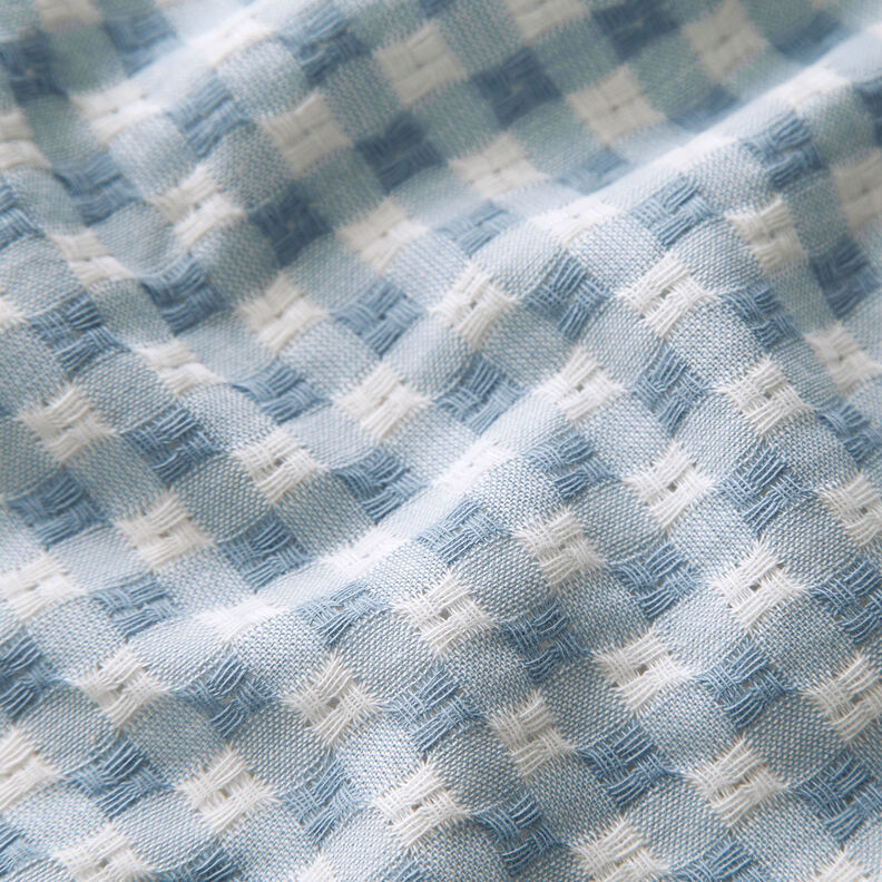bomullstyg struktur-rutigt – vit/ljusblått,  image number 2
