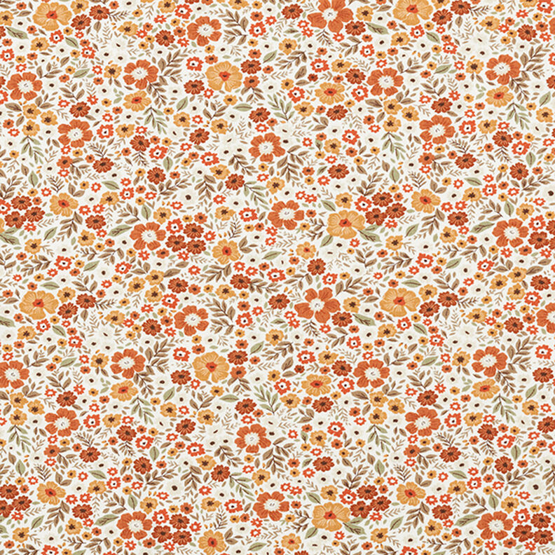 Bomullsjersey blomsterhav höst – yllevit,  image number 1
