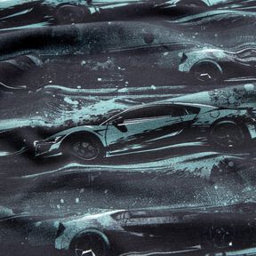 Bomullsjersey racerbil Digitaltryck &ndash; svart/p&auml;rlgr&aring;, 