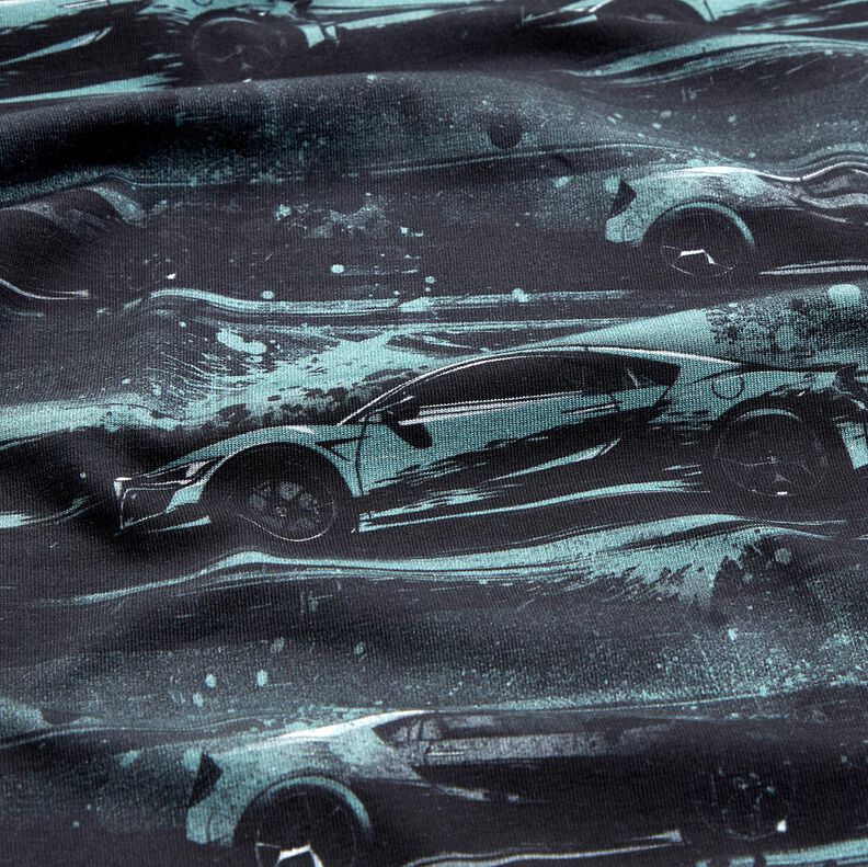 Bomullsjersey racerbil Digitaltryck &ndash; svart/p&auml;rlgr&aring;,  image number 2