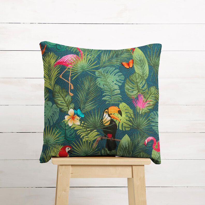 Dekorationstyg Halvpanama Tropiska fåglar – mörkgrön/röd,  image number 8