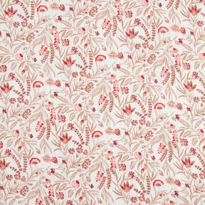 Muslin/Dubbel-krinkelväv Folkloristiska blommor – natur/röd, 