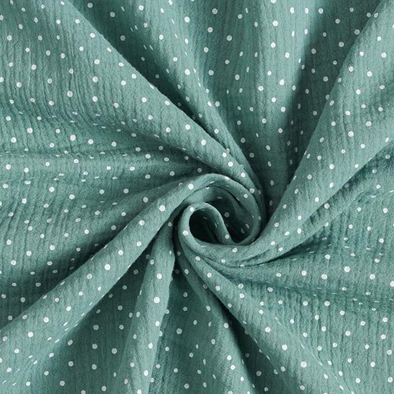 Muslin/Dubbel-krinkelväv prickar – vass/vit, image number 3