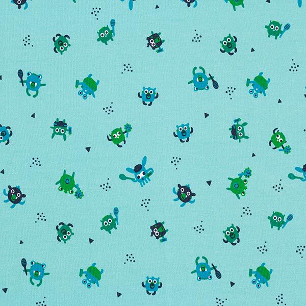 Bomullsjersey Babymonster | PETIT CITRON – ljus turkos, image number 1