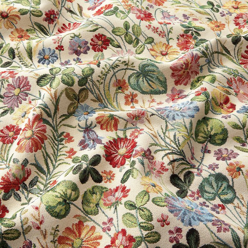 Dekorationstyg Gobeläng sprakande blomsterträdgård – ljusbeige/grön,  image number 2