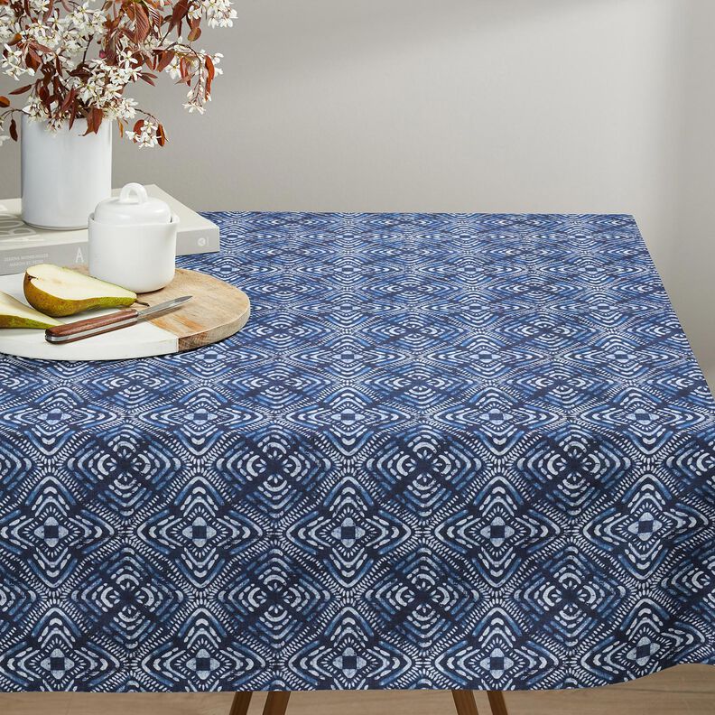 Dekorationstyg Canvas batikplattor – indigo/vit, image number 8