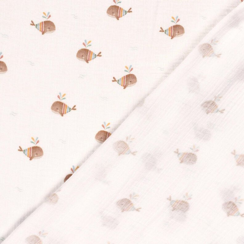 Muslin/Dubbel-krinkelväv randig val Digitaltryck – elfenbensvit,  image number 4