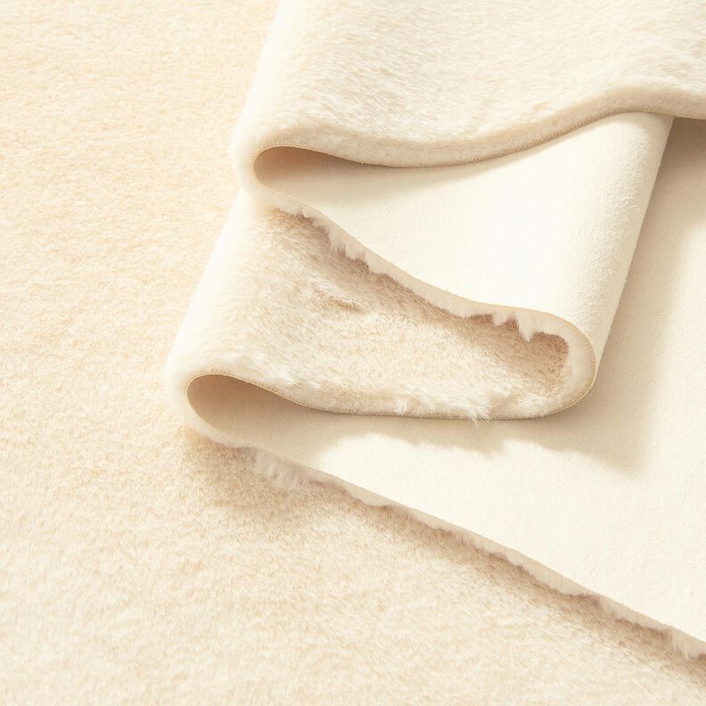 Velourtyg med fuskpäls på baksidan – kräm,  image number 8