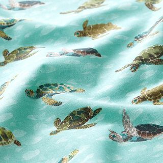 Bomullstyg Kretong Schildkröten – turkos, 