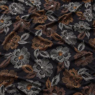 Viskosjersey blommiga fyrverkerier – svart/brun, 