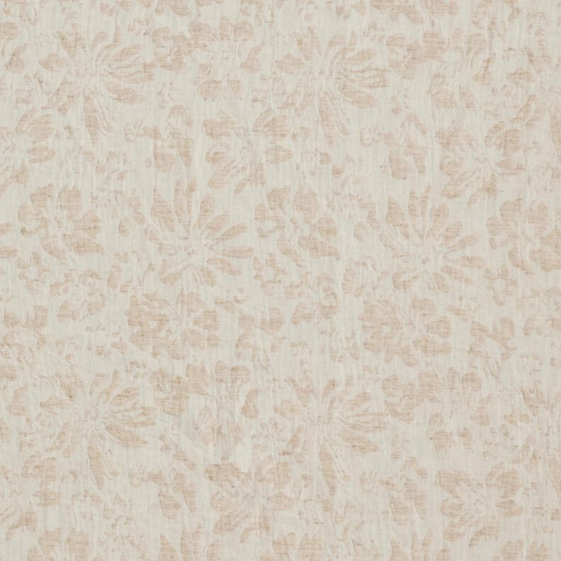 Muslin/Dubbel-krinkelväv Linne-mix Blommor – mandel,  image number 1