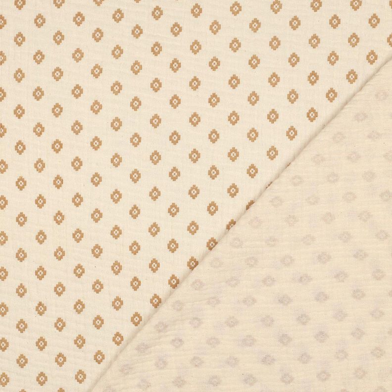 GOTS Muslin/Dubbel-krinkelväv Bohhmiskt diamantmönster  | Poppy Fabrics – kräm/kanel,  image number 4