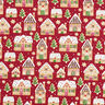 Bomullstyg Kretong pepparkakshus – karminröd,  thumbnail number 1