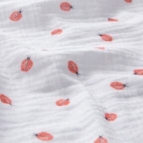 Muslin/Dubbel-krinkelväv Nyckelpiga Digitaltryck | Poppy Fabrics – vit, 