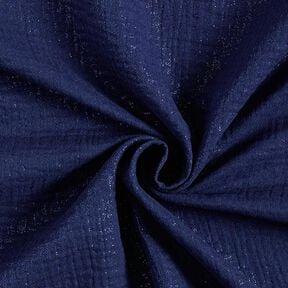 Muslin/Dubbel-krinkelväv fina glitterprickar| by Poppy – marinblått, 