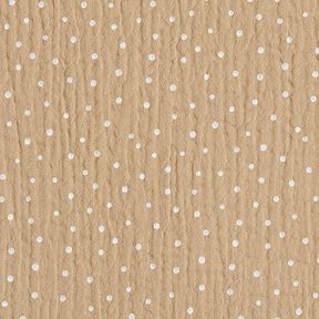 Muslin/Dubbel-krinkelväv prickar – beige/vit, 
