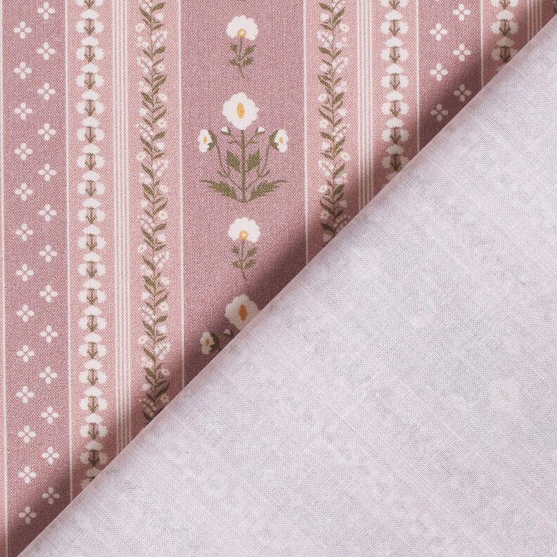 Bomullstyg Poplin blomstergirlanger – gammalt rosa/yllevit, image number 4